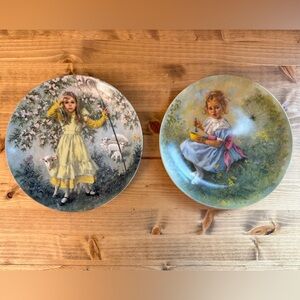 Reco Vintage Plates Little Miss Muffet/Little Bo Peep by John Mcclelland 8.5 2pc